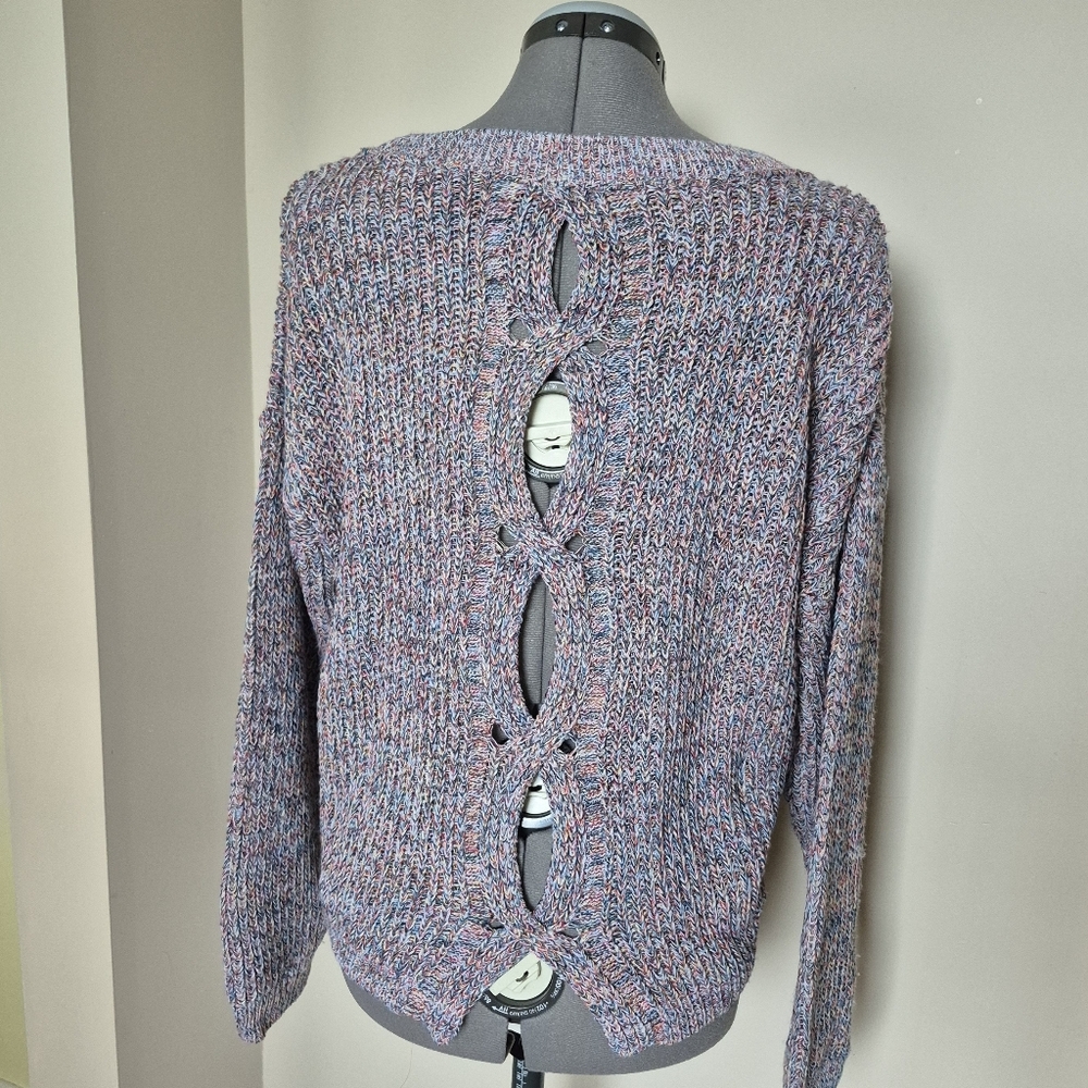 Express Cable Knit Split Back Sweater Multicolor … - image 2